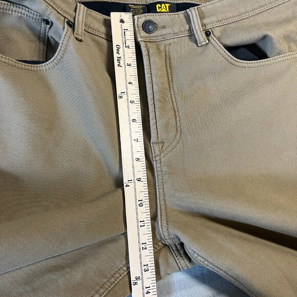 Caterpillar Pants Mens 38x32 Tan Lined Workwear Fleece Winter Heavy Duty CAT - Picture 7 of 13
